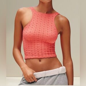 ANTHROPOLOGIE LyreBird Textured Scoop-Neck Tank Top Paradise Pink $38 Retail NWT